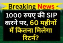 SIP: 1000 रुपए की SIP प्रति माह करने पर, 60 महीनों में कितना मिलेगा रिटर्न?